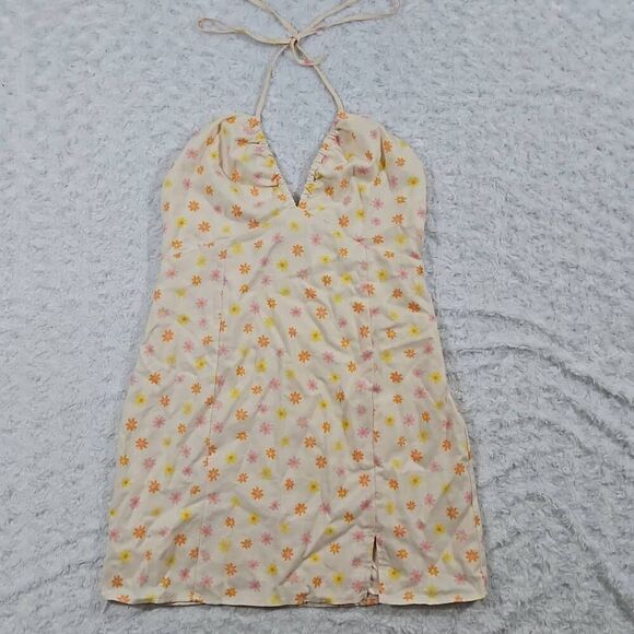 Womens Medium Elodie Ditsy Floral Mini Dress Linen Blend Flower Power Sundress - Picture 1 of 10